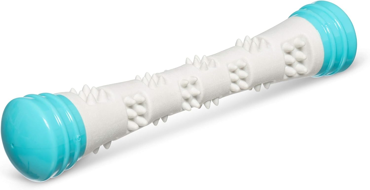 image:imageMessy Mutts Totally Pooched Chew n Squeak Stick Small 85 TPR Dog Toy with Squeaker Made for Chewers Tough Fetch Stick for Dogs GreyTealGrey Teal