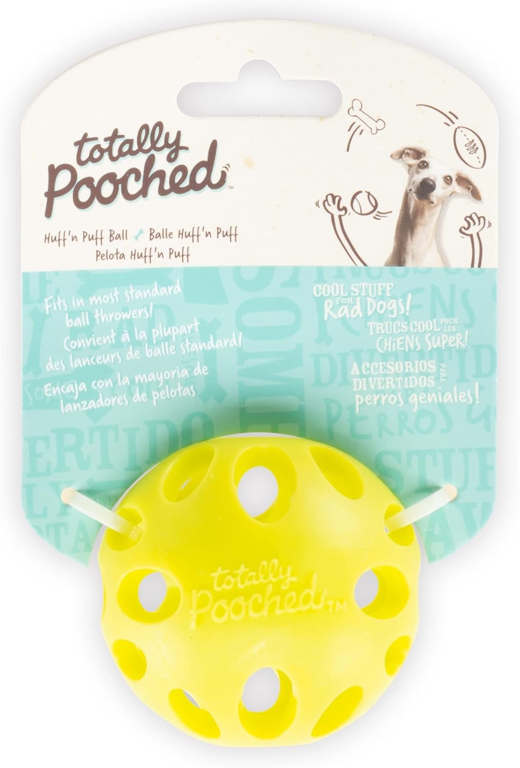 image:imageMessy Mutts Totally Pooched Huffn Puff Ball 25 TPR Puzzle Ball for Dogs 2in1 Interactive Toy and Tooth Cleaner GreenGreen