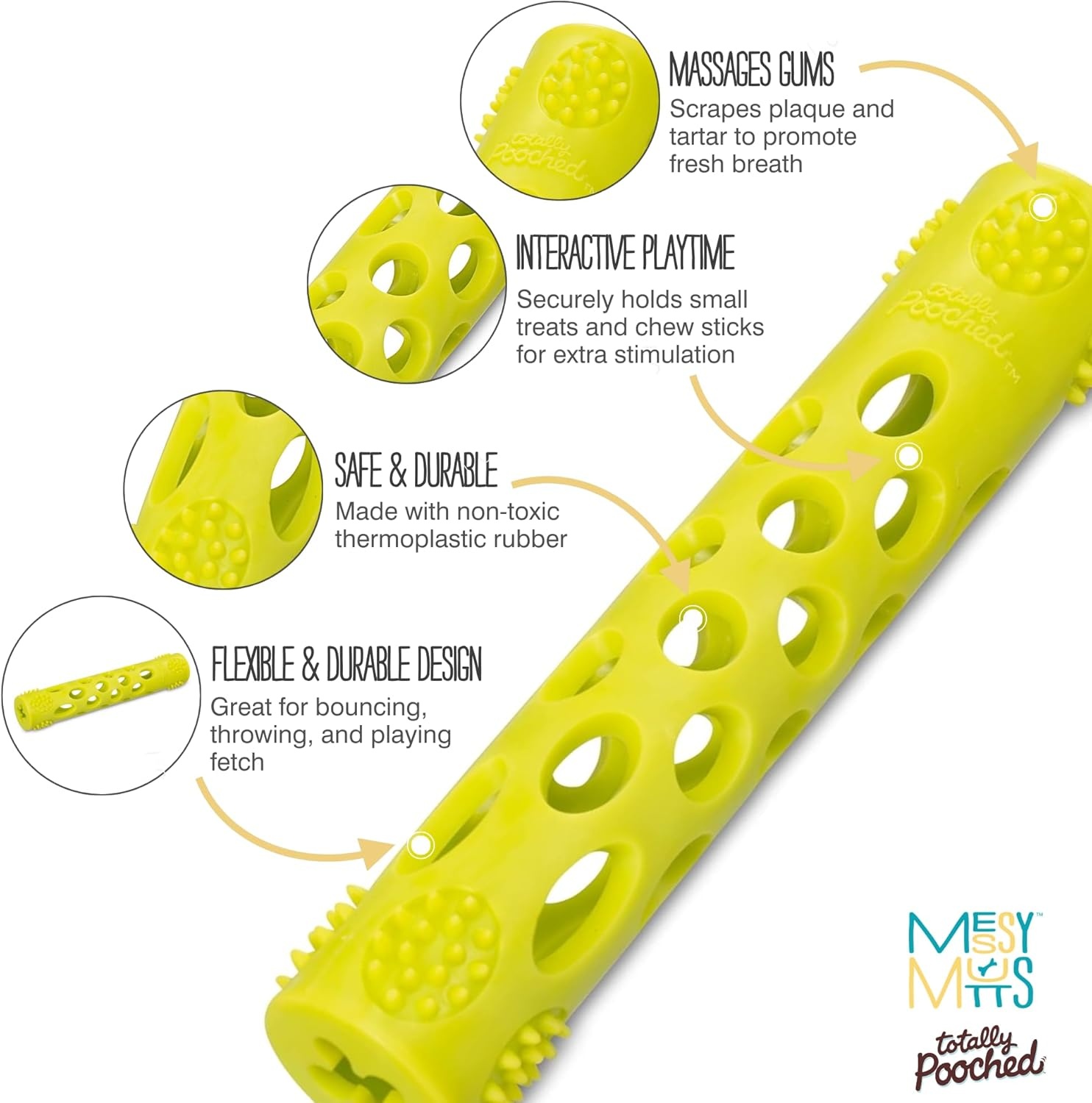 image:imageMessy Mutts Totally Pooched Huffn Puff Ball 25 TPR Puzzle Ball for Dogs 2in1 Interactive Toy and Tooth Cleaner GreenGreen