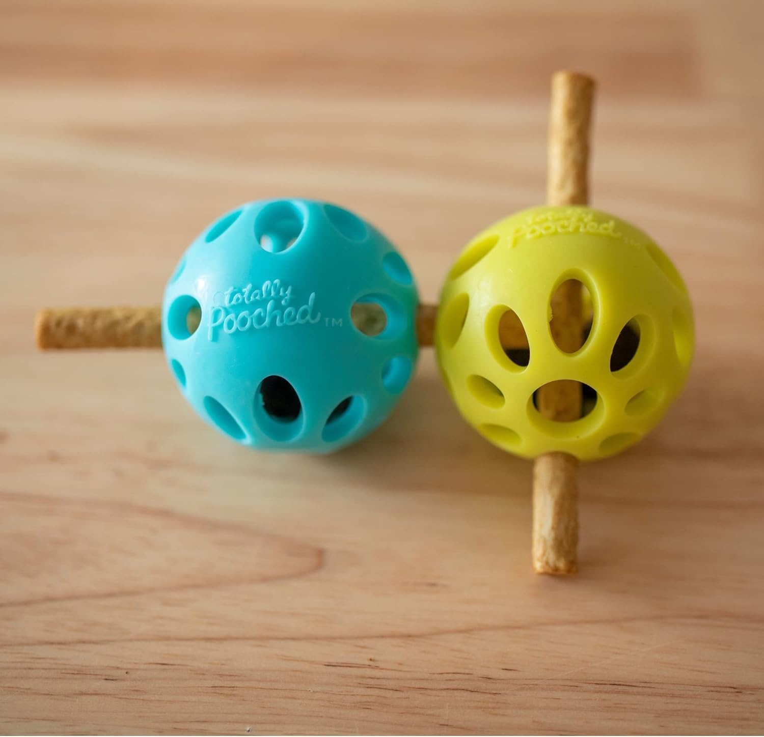 image:imageMessy Mutts Totally Pooched Huffn Puff Ball 25 TPR Puzzle Ball for Dogs 2in1 Interactive Toy and Tooth Cleaner GreenTeal