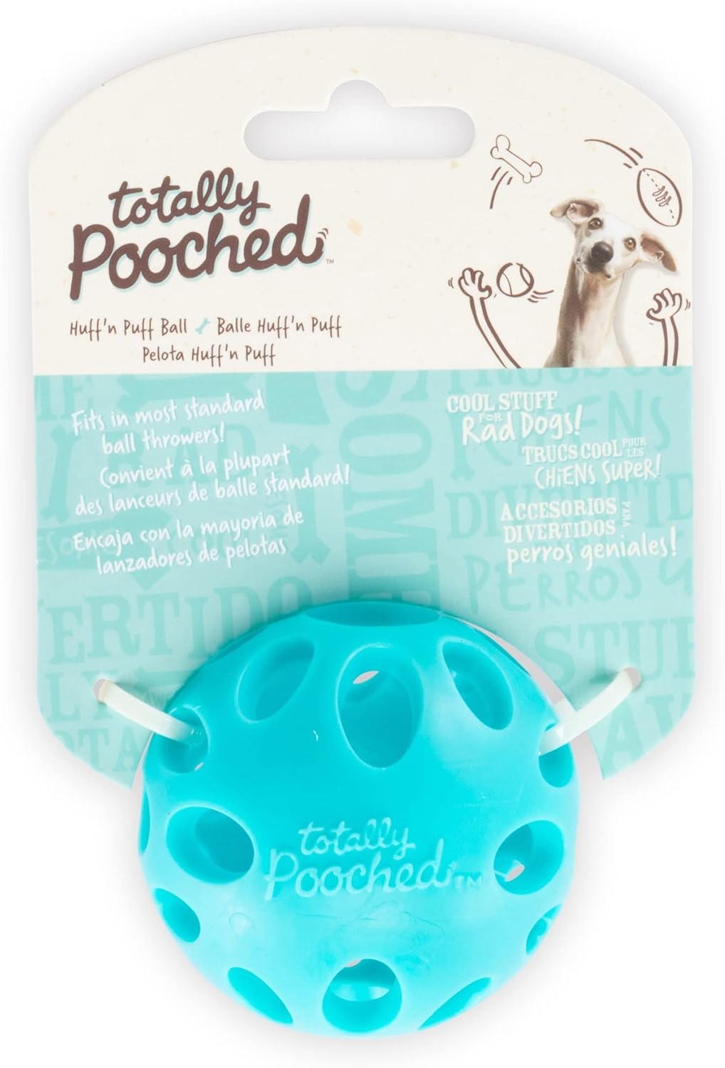 image:imageMessy Mutts Totally Pooched Huffn Puff Ball 25 TPR Puzzle Ball for Dogs 2in1 Interactive Toy and Tooth Cleaner GreenTeal