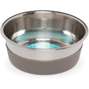image:imageMessy Mutts Stainless Steel Heavy Gauge Bowl with NonSlip Removable Silicone Base  Durable IndoorOutdoor Dog Bowl  Warm Grey  Large 45 CupsLarge  45 Cups