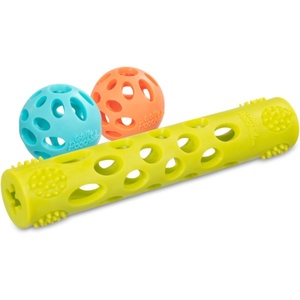 image:imageMessy Mutts Totally Pooched Huffn Puff Ball  25 TPR Puzzle Ball for Dogs  2in1 Interactive Toy and Tooth Cleaner  GreenAssorted