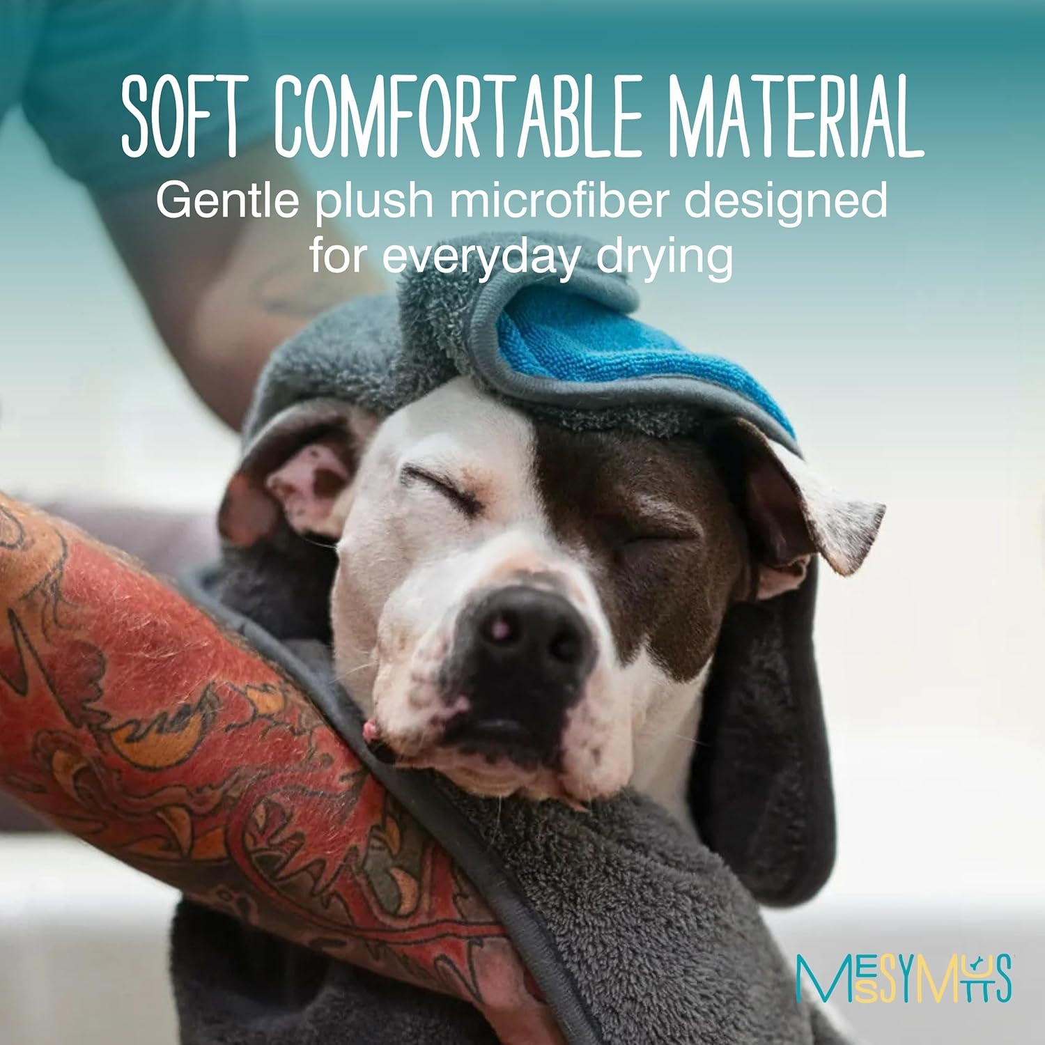 image:imageMessy Mutts Ultra Soft Microfiber Towel with Hand Pockets Super Absorbent Moisture Locking Soft Durable Plush Microfiber Dog Towel Machine Washable Dog ShammyMedium 20 x 32