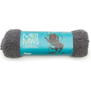 image:imageMessy Mutts Microfiber Mat amp Drying Towel with Hand Pockets  Super Absorbent Dog Shammy  Soft Durable Chenille Dog Towel  SlipResistant Washable Mat  Small 315 x 1925Cool Grey