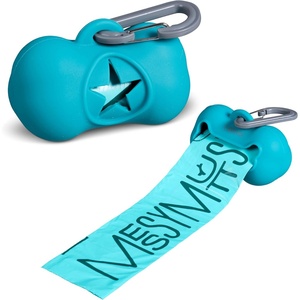 image:imageMessy Mutts Silicone Dog Waste Bag Holder  Dog Poop Bag Dispenser with Carabiner and Bags  Unscented Roll Included  15 bags  Leash Essential  GreyBlue
