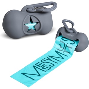 image:imageMessy Mutts Silicone Dog Waste Bag Holder  Dog Poop Bag Dispenser with Carabiner and Bags  Unscented Roll Included  15 bags  Leash Essential  GreyGrey