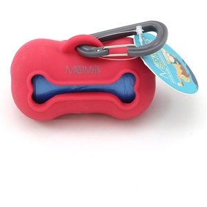 image:imageMessy Mutts Silicone Dog Waste Bag Holder  Dog Poop Bag Dispenser with Carabiner and Bags  Unscented Roll Included  15 bags  Leash Essential  GreyWatermelon