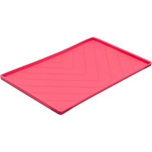 image:imageMessy Mutts Silicone NonSlip Dog Bowl Mat with Raised Edge and Two Sides Reinforced with Metal Rods  DogCat Bowl Mat with SpillProof Lip  Medium 20 x 12  Watermelon