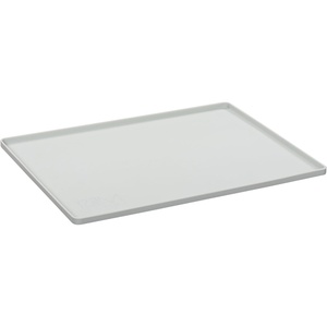 image:imageMessy Mutts amp Cats Silicone NonSlip Pet Bowl Mat with Raised Edge  16 x 12 DogCat Bowl Mat with SpillProof Lip  Light Grey
