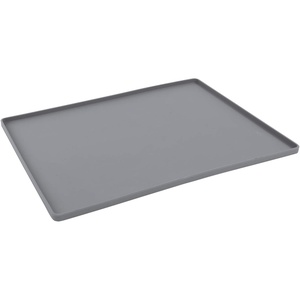 image:imageMessy Mutts amp Cats Silicone NonSlip Pet Bowl Mat with Raised Edge  16 x 12 DogCat Bowl Mat with SpillProof Lip  MarbleCool Grey