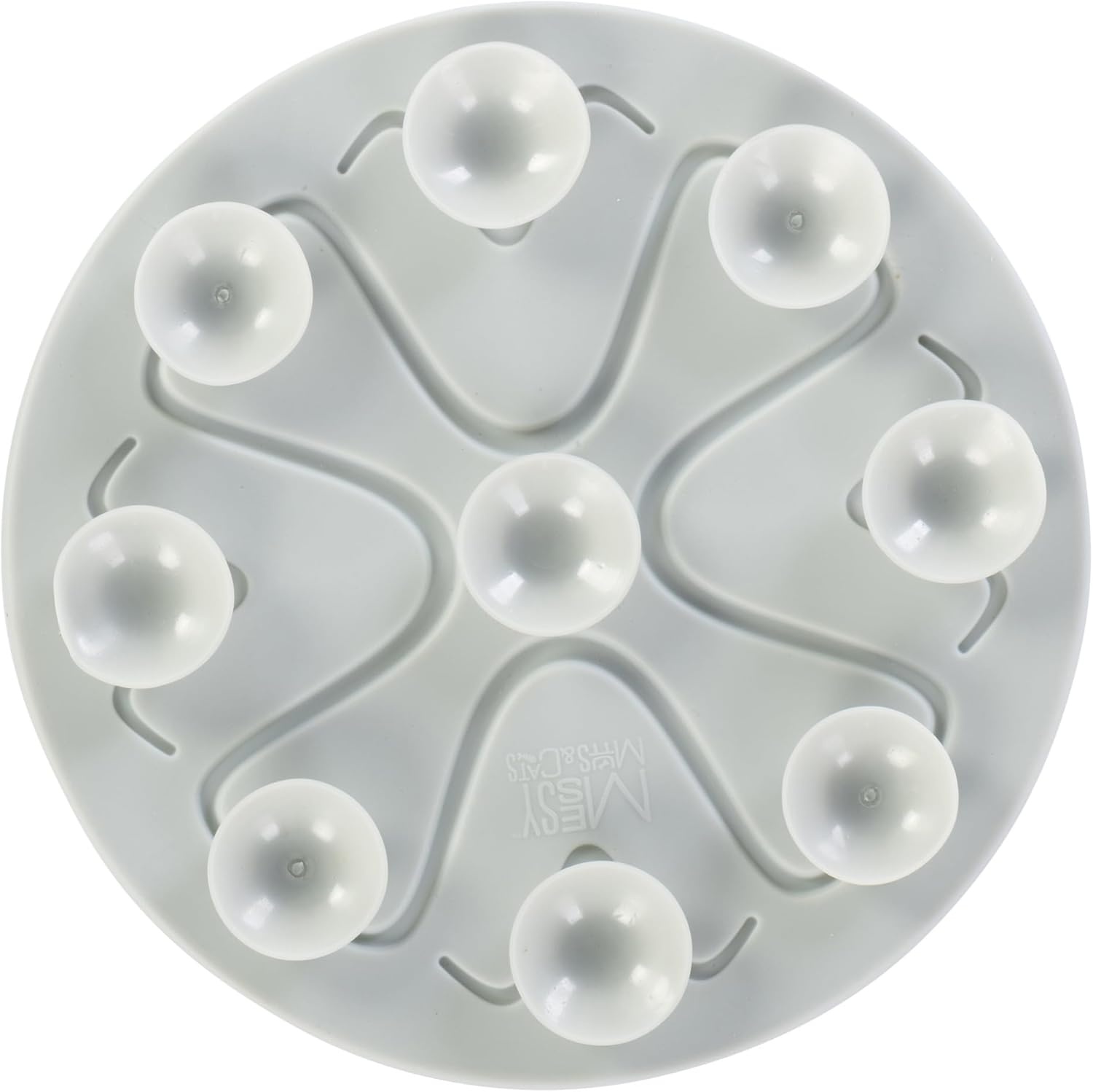 image:imageMessy Cats Interactive Round Slow Feeder Cool Grey 6 Puzzle Slow Feeder for Cats Suction Cup NonSlip Base Enrichment Food Dish for Slow Eating