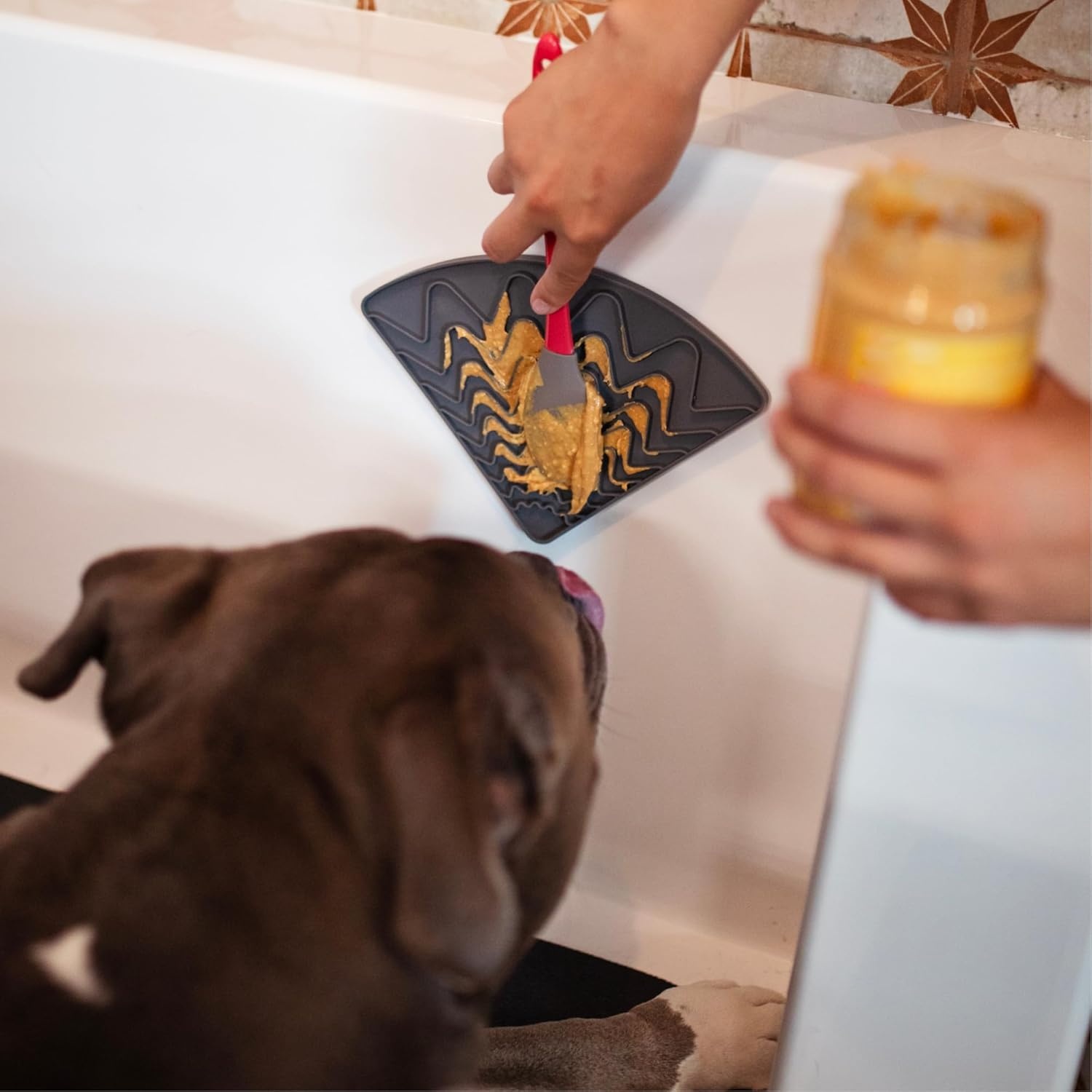 image:imageMessy Mutts 628043607996 Triangle Dog Licking Mat Grey