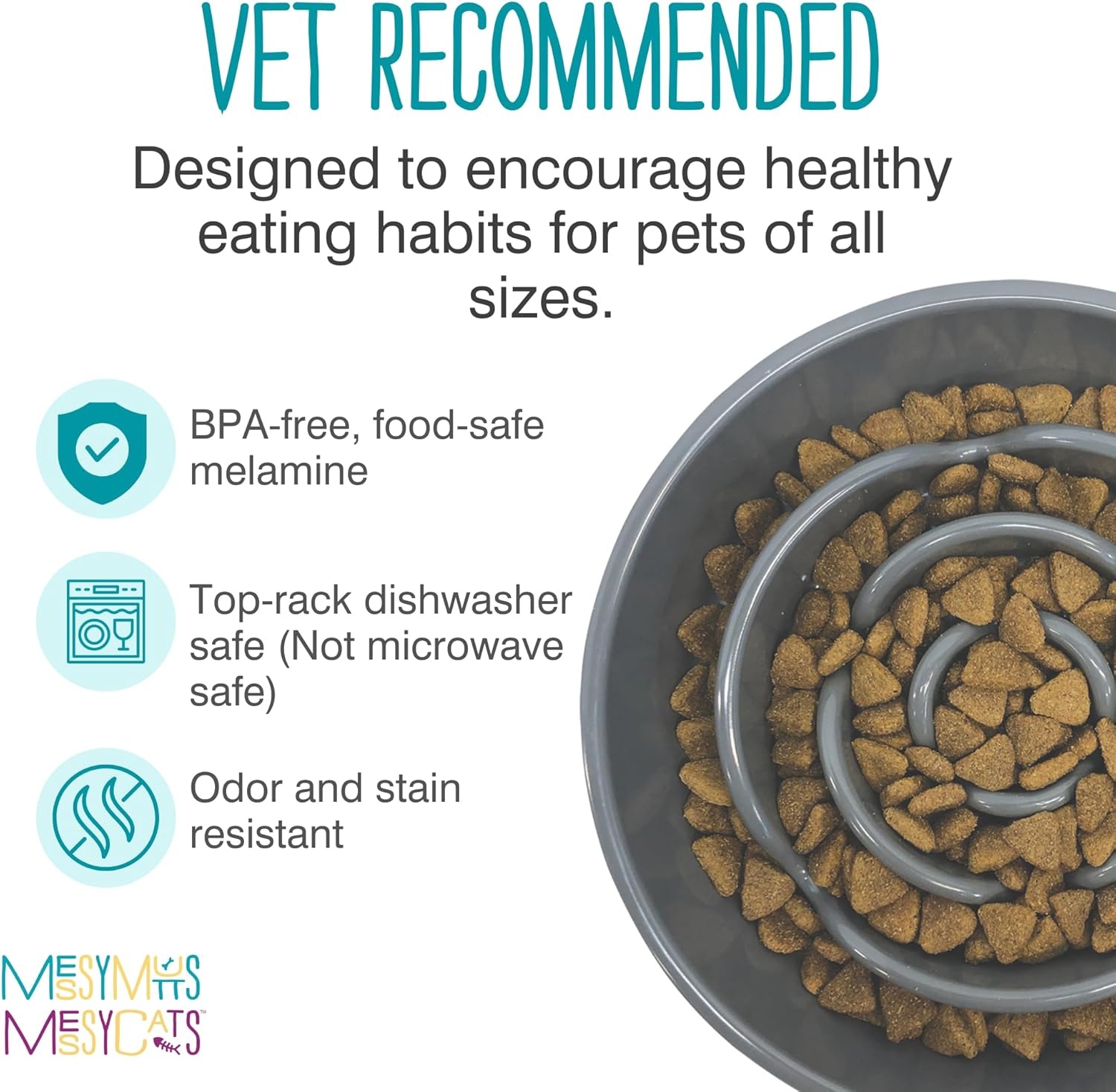 image:imageMessy Mutts Interactive Slow Feeder Puzzle Slow Feeder Dog or Cat Bowl Enrichment Food Dish to Slow Eating Prevent Bloating 8 x 13 175 Cup Cool GreyCool Grey