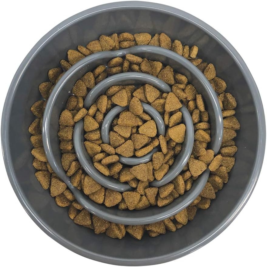 image:imageMessy Mutts Interactive Slow Feeder Puzzle Slow Feeder Dog or Cat Bowl Enrichment Food Dish to Slow Eating Prevent Bloating 8 x 13 175 Cup Cool GreyCool Grey