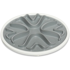image:imageMessy Cats Interactive Round Slow Feeder  Cool Grey  6 Puzzle Slow Feeder for Cats  Suction Cup NonSlip Base  Enrichment Food Dish for Slow Eating