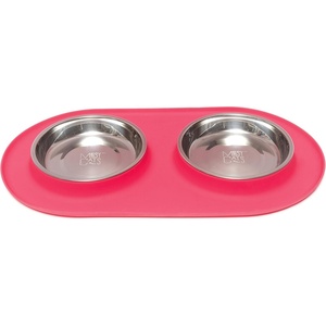 image:imageMessy Cats Single Silicone Feeder with Stainless Saucer Shaped Bowl  AntiSlip NonSkid Cat Food Bowl  One Cat Bowl in FeedingWater Station  175 Cups GreyWatermelon