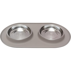 image:imageMessy Cats Single Silicone Feeder with Stainless Saucer Shaped Bowl  AntiSlip NonSkid Cat Food Bowl  One Cat Bowl in FeedingWater Station  175 Cups GreyGrey