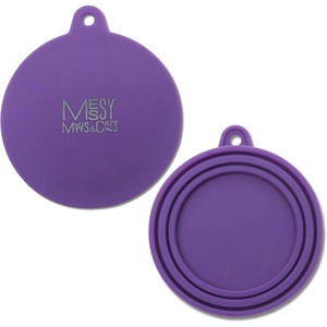 image:imageMessy Mutts Silicone Universal Can Cover  Fits 3 Can Sizes  Small Medium Large  Reusable Lid for Dog or Cat Food  Airtight Seal for Wet Food Cans  GreenPurple