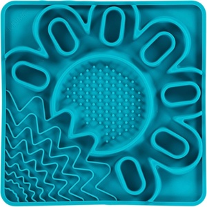 image:imageMessy Mutts and Cats Framed Silicone MultiSurface Lick Mat  95 x 95  Slow Feeder Mat for Boredom amp Anxiety  Interactive Lick Pad for Dogs and Cats  GreyBlue