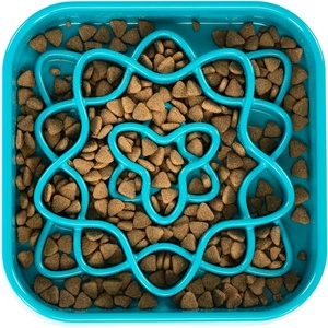 image:imageMessy Mutts and Cats Interactive Square Slow Feeder  Cool Grey 2 Cup  8 x 8 Square Puzzle Slow Feeder for DogsCats  Enrichment Food Dish for Slow Eating BloatingBlue