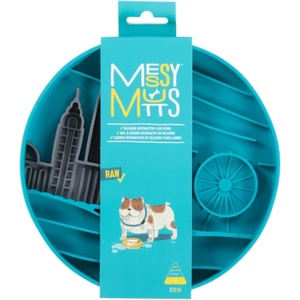 image:imageMessy Mutts and Cats Interactive Square Slow Feeder  Cool Grey 2 Cup  8 x 8 Square Puzzle Slow Feeder for DogsCats  Enrichment Food Dish for Slow Eating BloatingCity Blue