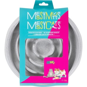 image:imageMessy Mutts and Cats Interactive Square Slow Feeder  Cool Grey 2 Cup  8 x 8 Square Puzzle Slow Feeder for DogsCats  Enrichment Food Dish for Slow Eating BloatingSpeckled Grey
