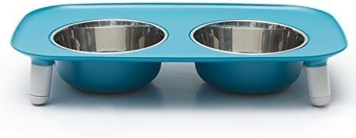 image:imageMessy Mutts Elevated Double Feeder with Stainless Bowls Adjustable Height 3 5 or 10 Adjustable Standing Feeder for Dogs 5 Cups per Bowl Dark GreyBlue