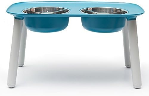 image:imageMessy Mutts Elevated Double Feeder with Stainless Bowls Adjustable Height 3 5 or 10 Adjustable Standing Feeder for Dogs 5 Cups per Bowl Dark GreyBlue