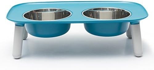 image:imageMessy Mutts Elevated Double Feeder with Stainless Bowls Adjustable Height 3 5 or 10 Adjustable Standing Feeder for Dogs 5 Cups per Bowl Dark GreyBlue