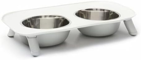 image:imageMessy Mutts Elevated Double Feeder with Stainless Bowls Adjustable Height 3 5 or 10 Adjustable Standing Feeder for Dogs 5 Cups per Bowl Dark GreyLight Grey