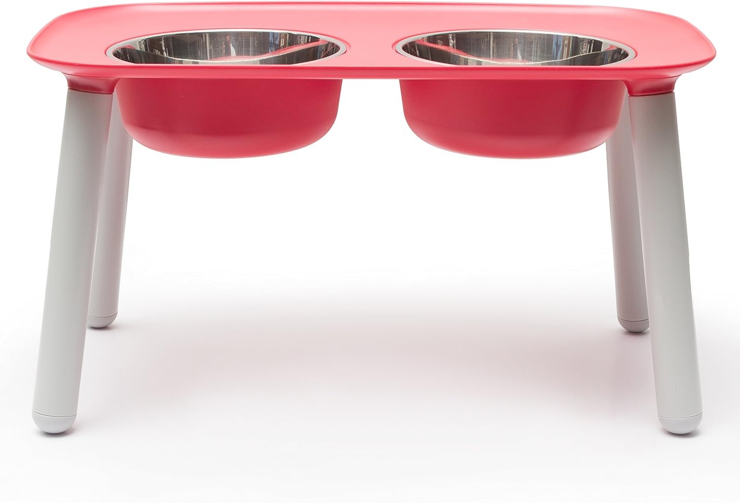 image:imageMessy Mutts Elevated Double Feeder with Stainless Bowls Adjustable Height 3 5 or 10 Adjustable Standing Feeder for Dogs 5 Cups per Bowl Dark GreyWatermelon
