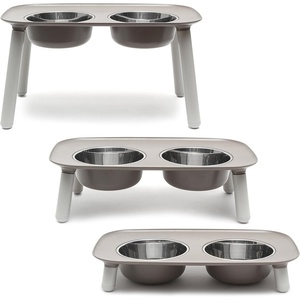 image:imageMessy Mutts Elevated Double Feeder with Stainless Bowls  Adjustable Height 3 5 or 10  Adjustable Standing Feeder for Dogs  5 Cups per Bowl  Dark GreyDark Grey