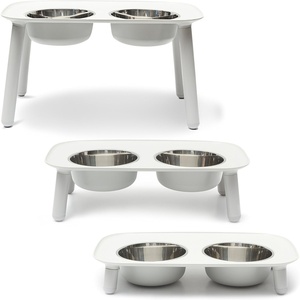 image:imageMessy Mutts Elevated Double Feeder with Stainless Bowls  Adjustable Height 3 5 or 10  Adjustable Standing Feeder for Dogs  5 Cups per Bowl  Dark GreyLight Grey