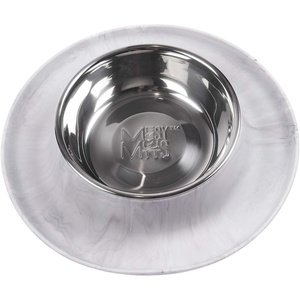 image:imageMessy Mutts Single Silicone Feeder with Stainless Bowl  NonSkid Food Dishes for Dogs for All Pets  Dog Food Bowls  ExtraLarge 6 Cups  GreyMarble