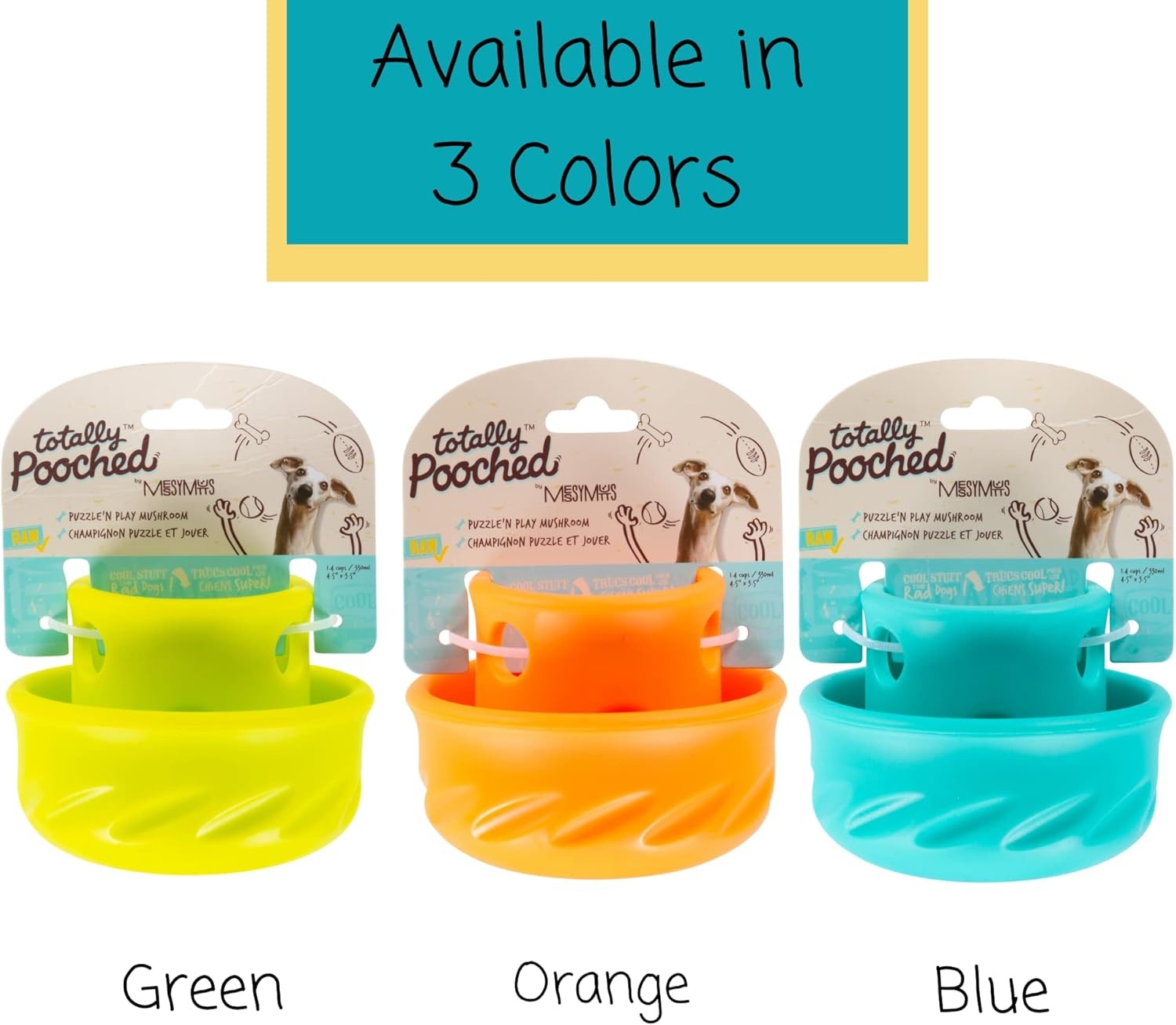 image:imageMessy Mutts Totally Pooched Puzzle n Play Mushroom Stuffable Treat Toy for Dogs Durable TPR 325 x 25 Small Dog Toy OrangeTeal