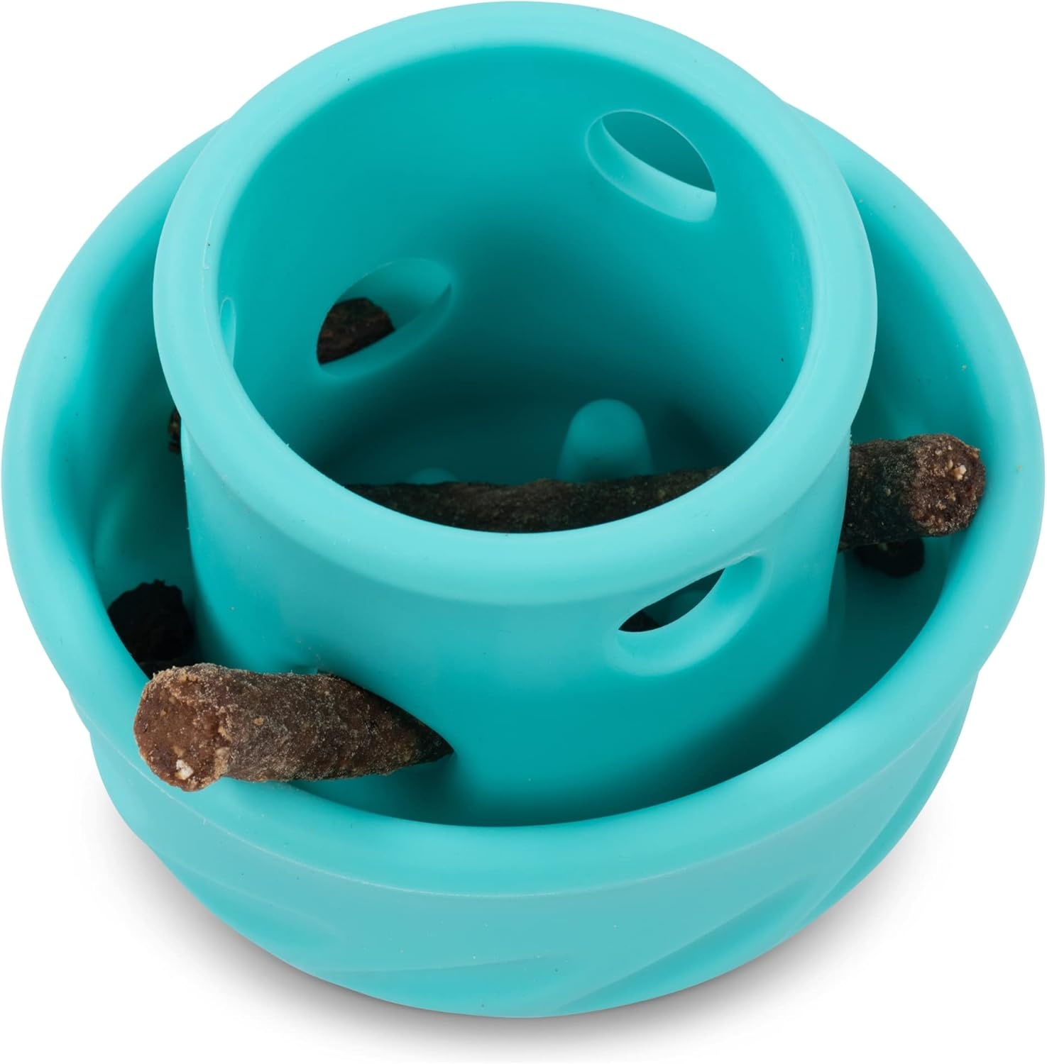 image:imageMessy Mutts Totally Pooched Puzzle n Play Mushroom Stuffable Treat Toy for Dogs Durable TPR 325 x 25 Small Dog Toy OrangeTeal