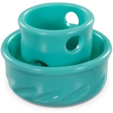image:imageMessy Mutts Totally Pooched Puzzle n Play Mushroom Stuffable Treat Toy for Dogs Durable TPR 325 x 25 Small Dog Toy OrangeTeal