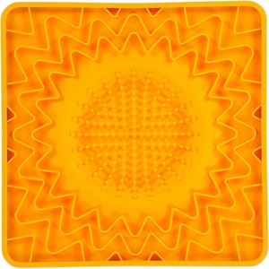 image:imageMessy Mutts Silicone Therapeutic Licking Bowl Mat  10 x 10  Slow Feeder Mat for Boredom amp Anxiety  Lick Pad for Dogs amp Cats GreyOrange