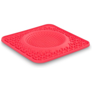 image:imageMessy Mutts Silicone Therapeutic Licking Bowl Mat  10 x 10  Slow Feeder Mat for Boredom amp Anxiety  Lick Pad for Dogs amp Cats GreyWatermelon