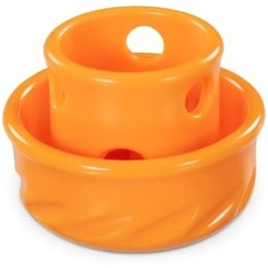 image:imageMessy Mutts Totally Pooched Puzzle n Play Mushroom  Stuffable Treat Toy for Dogs Durable TPR  325 x 25 Small Dog Toy  OrangeOrange