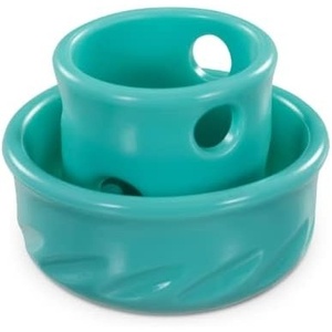 image:imageMessy Mutts Totally Pooched Puzzle n Play Mushroom  Stuffable Treat Toy for Dogs Durable TPR  325 x 25 Small Dog Toy  OrangeTeal