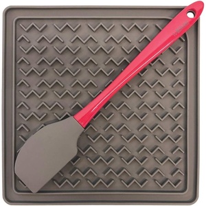 image:imageMessy Mutts Silicone Therapeutic Interactive Feeding and Licking Mat  8 x 8  Slow Feeder for Boredom amp Anxiety  Lick Pad for Cats amp Small Dogs  Grey wSpatula8 x 8 With Spatula