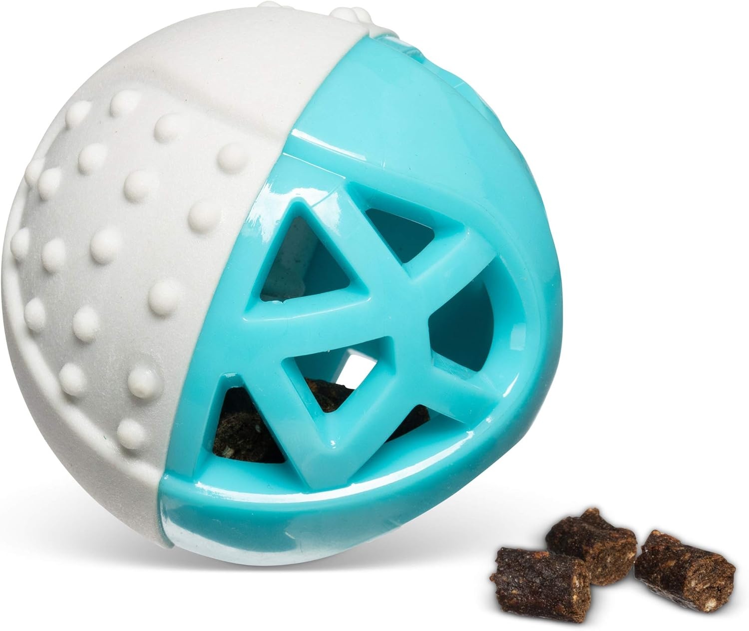 image:imageMessy Mutts Totally Pooched Catch n Squeak Ball 35 Foam Rubber Puzzle Toy for Dogs 2in1 Interactive Toy and Tooth Cleaner GreyTealGrey Green