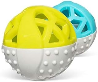 image:imageMessy Mutts Totally Pooched Catch n Squeak Ball 35 Foam Rubber Puzzle Toy for Dogs 2in1 Interactive Toy and Tooth Cleaner GreyTealGrey Green