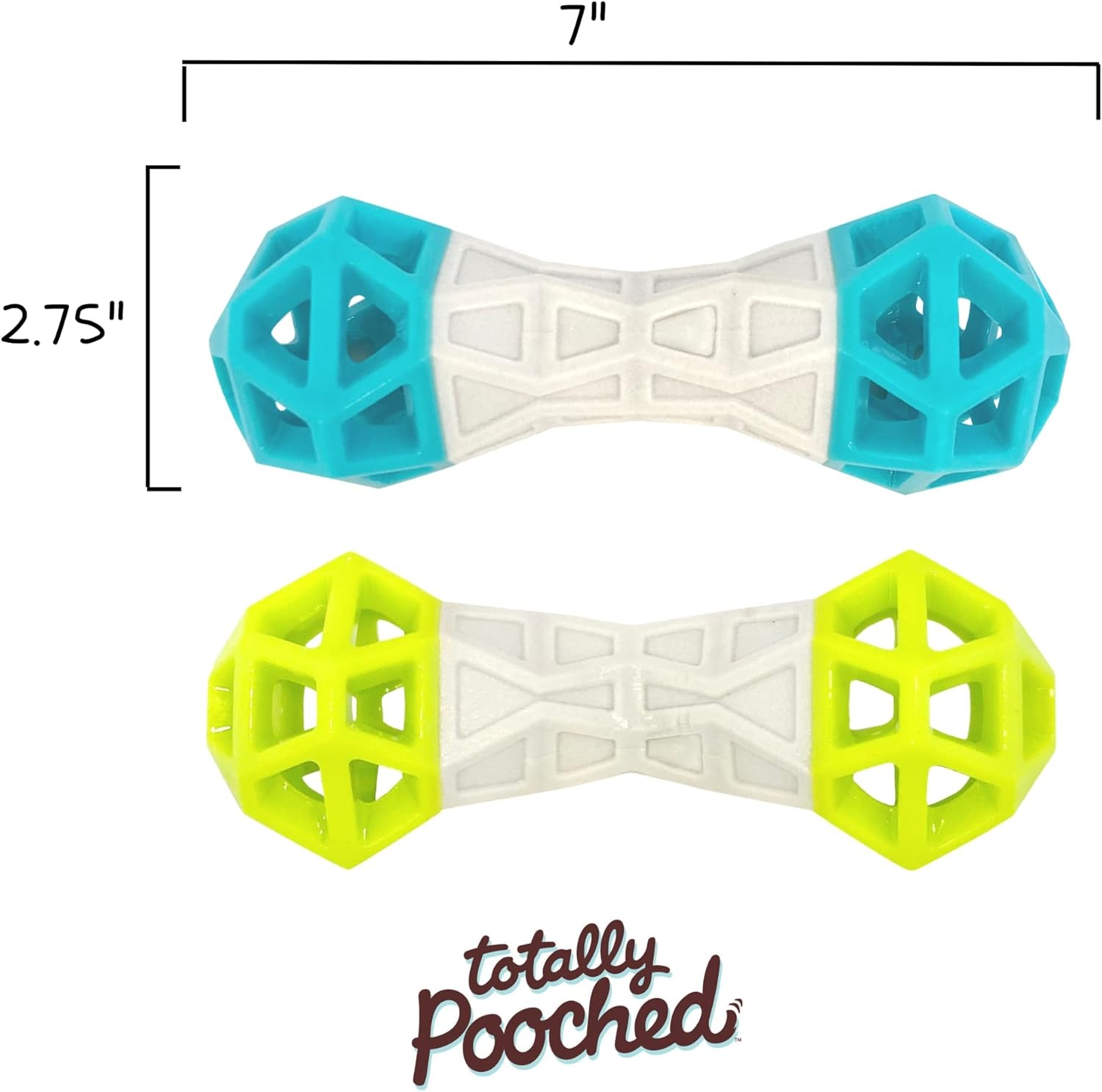 image:imageMessy Mutts Totally Pooched Flex n Squeak Dumbbell 7 Foam Rubber Dog Toy with Squeaker Made for Tough Chewers Interactive Treat Puzzle for Dogs GreyGreenGrey Teal