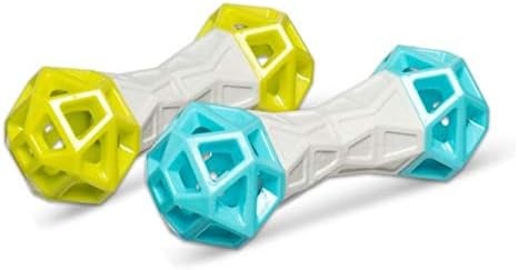 image:imageMessy Mutts Totally Pooched Flex n Squeak Dumbbell 7 Foam Rubber Dog Toy with Squeaker Made for Tough Chewers Interactive Treat Puzzle for Dogs GreyGreenGrey Green