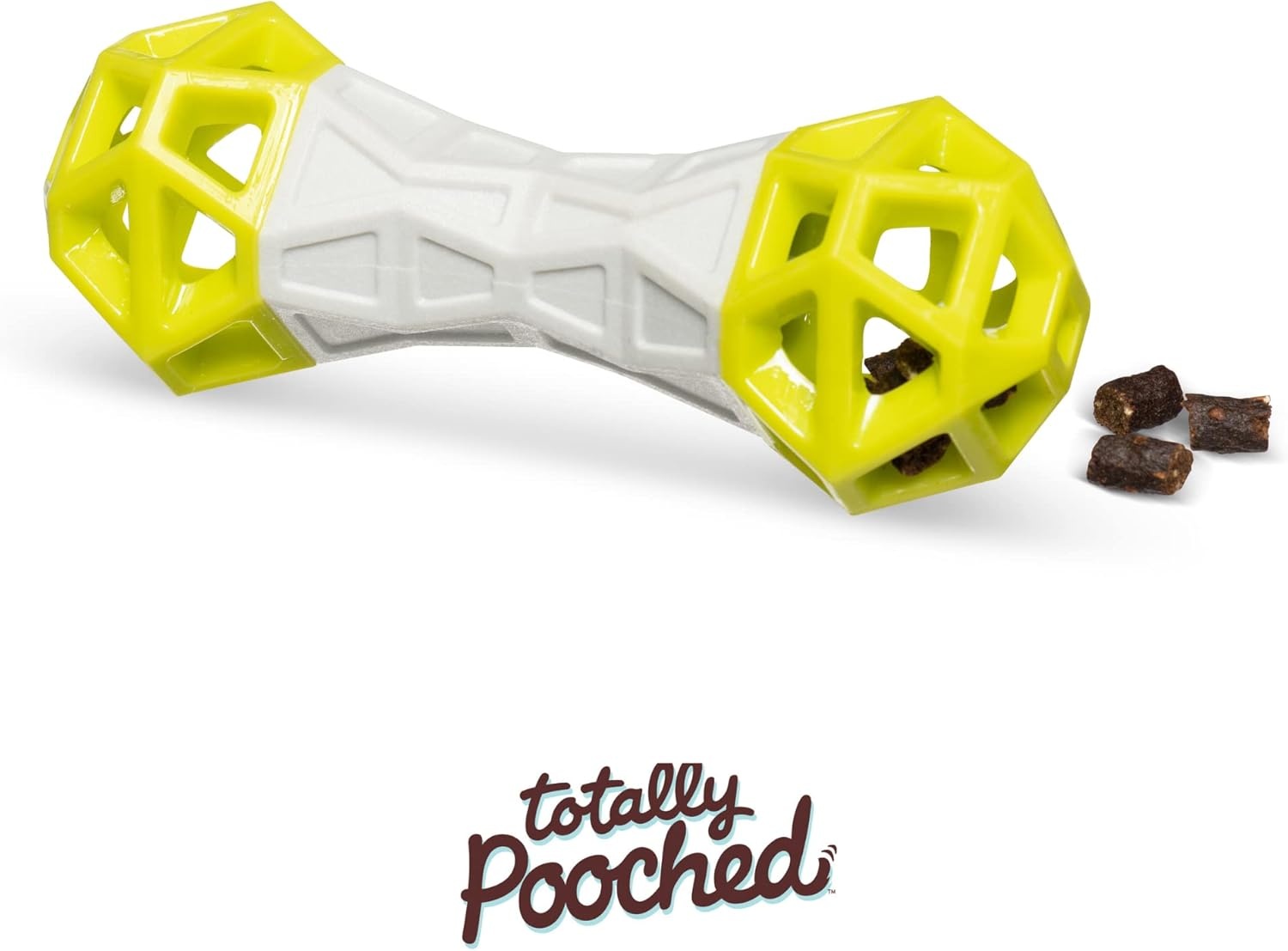 image:imageMessy Mutts Totally Pooched Flex n Squeak Dumbbell 7 Foam Rubber Dog Toy with Squeaker Made for Tough Chewers Interactive Treat Puzzle for Dogs GreyGreenGrey Green