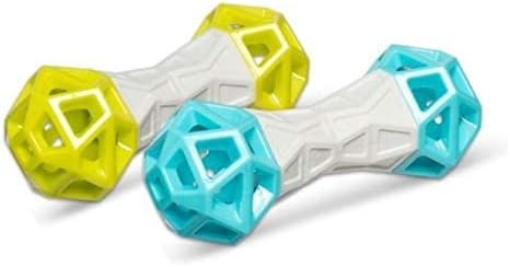 image:imageMessy Mutts Totally Pooched Flex n Squeak Dumbbell 7 Foam Rubber Dog Toy with Squeaker Made for Tough Chewers Interactive Treat Puzzle for Dogs GreyGreenGrey Teal