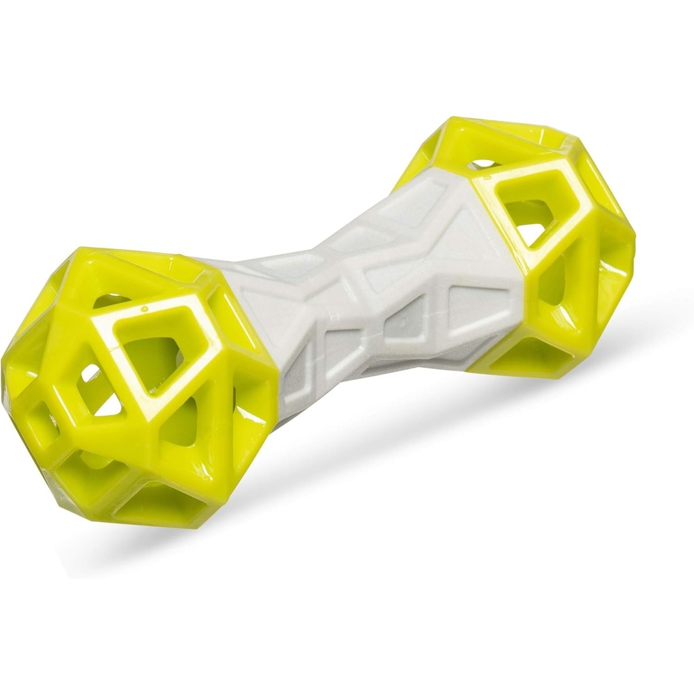 image:imageMessy Mutts Totally Pooched Flex n Squeak Dumbbell 7 Foam Rubber Dog Toy with Squeaker Made for Tough Chewers Interactive Treat Puzzle for Dogs GreyGreenGrey Green